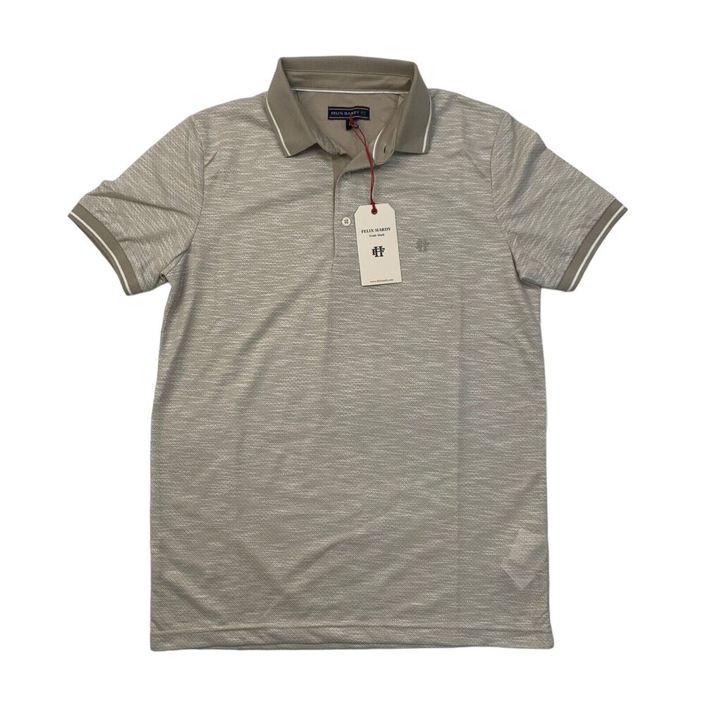 Felix Hardy Polo Shirt Mens S Small Beige Cotton Collared Knit Short Sleeve